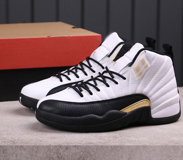 

12 royalty mens basketball shoes xii trainers 12s white black-metallic gold designer sports outdoor sneakers ct8013-170 with box size us 7-1