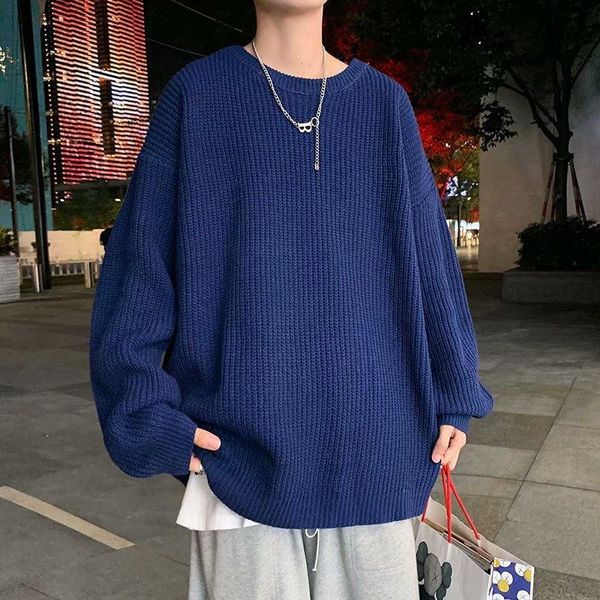 

men's sweaters autumn knitted sweater men harajuku fashion oversized loose vintage streetwear o-neck casual pullovers knitwear sueter, White;black