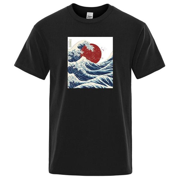 

men's t-shirts fukushima sun goen ukiyo e printed man comfoable loose fashion bhing vine brand t-shirt, White;black