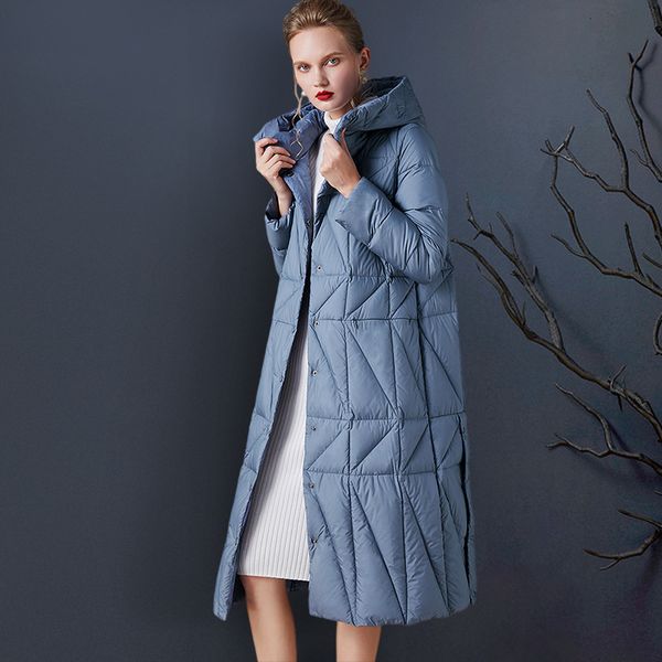 

down jacket women's 2021 90 white duck medium and long slim temperament hooded korean, Black