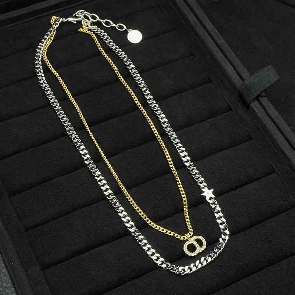

luxury designer fashion necklace d family cd star letter olor matching, Red;brown
