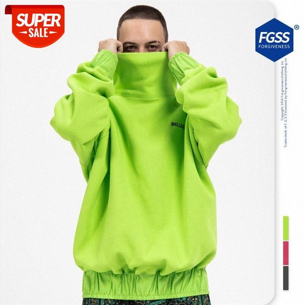 

autumn tide brand basic solid color plus velvet thick loose high collar sweater for men and women #jc2e, Black