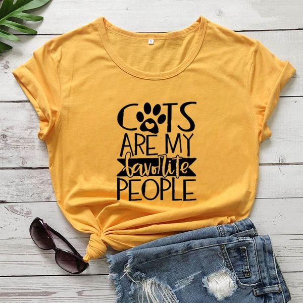 

women's t-shirt cats are my favorite people mom tshirts graphic women cotton kawaii fashion shirts plus size o neck mama short sleeve t, White