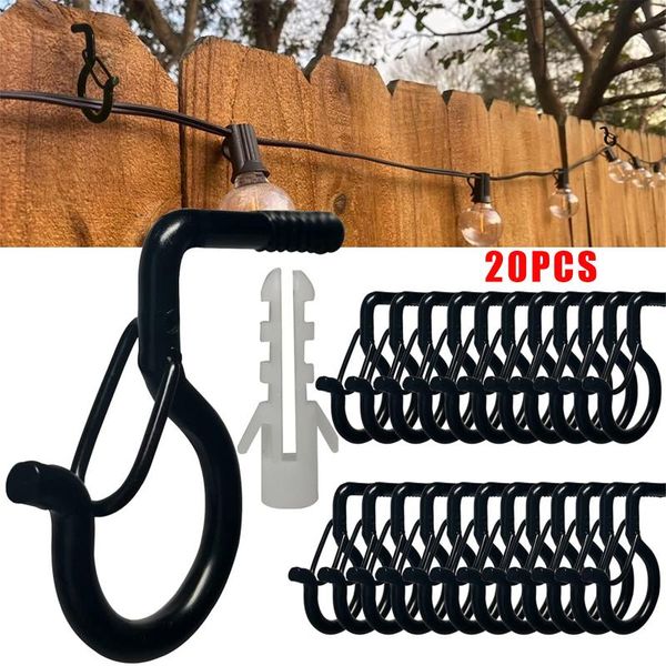

hooks & rails 20pcs screw hook black in for outdoor christmas string lights plants party decoration prt3