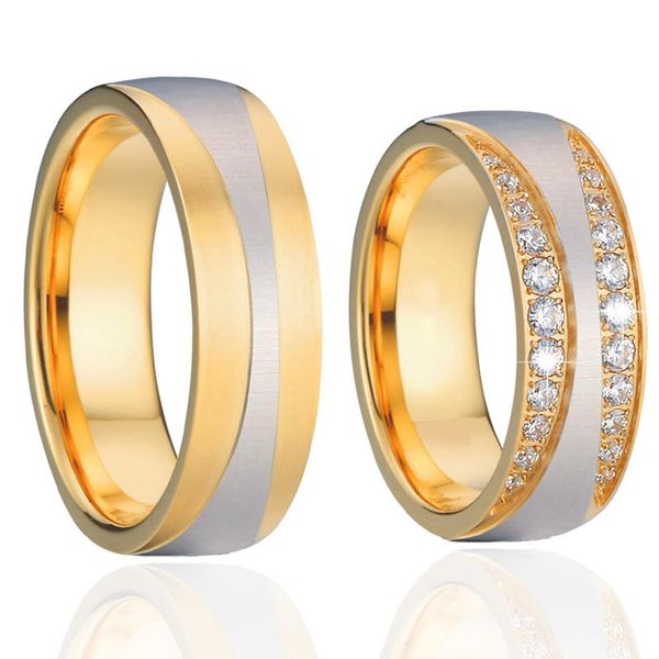 

wedding rings 1 pair 2pcs crown cubic zirconia for men and women lover's alliance couple marriage ring wholesale price, Slivery;golden