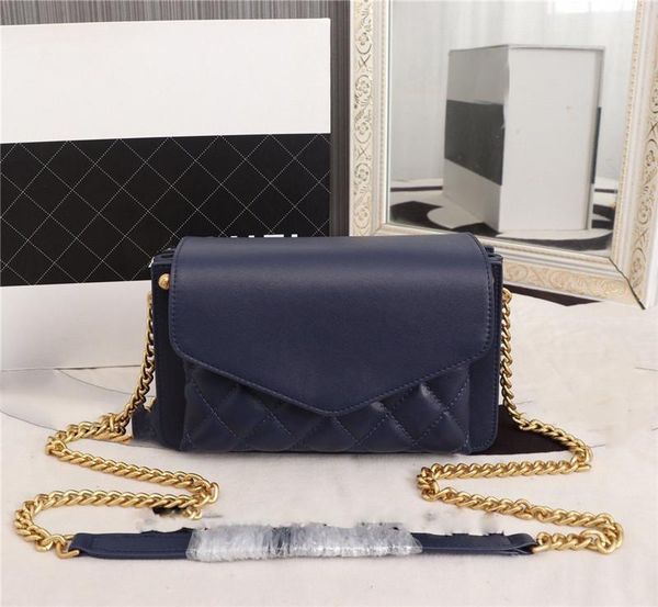 

matelasse chain shoulder bag leather blue purse vintage size: 23.14.7cm