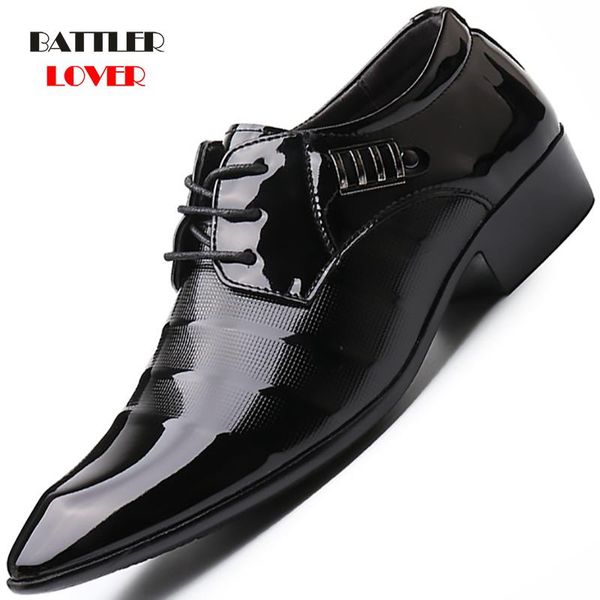 

dress shoes men oxfords leather male classic formal business for homme casual bullock wedding footwear, Black
