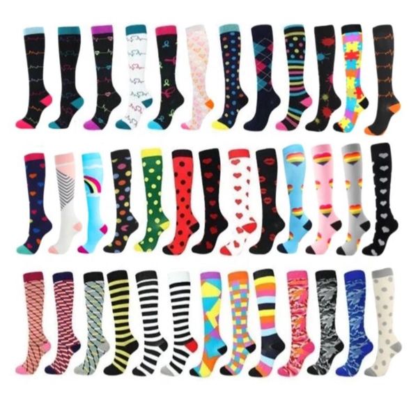 

compression stockings 20-30 mmhg graduated varicose veins edema diabetes outdoor running cycling long pressure men's socks, Black