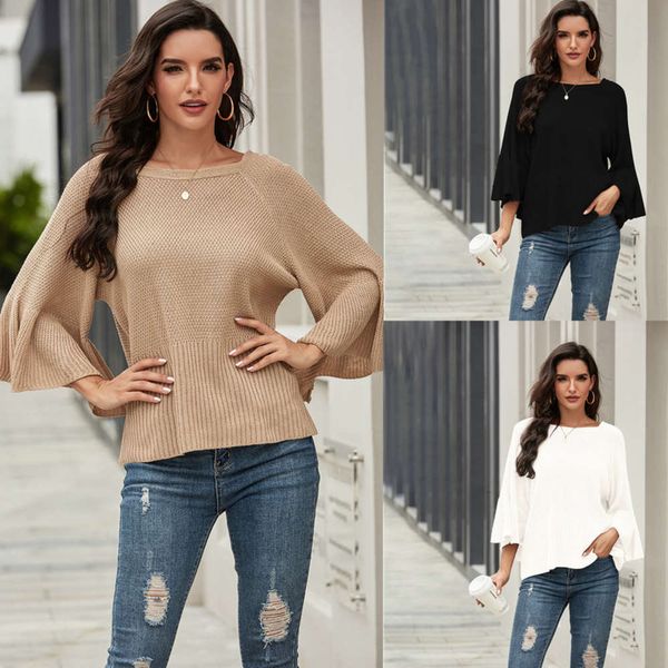

women's sweaters 2021 sweater loose flared sve open back tie winter, White;black