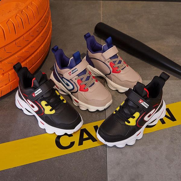 

brand children's shoes 2021 autumn and winter korean version of dad boys tide shoe leather athletic & outdoor, Black