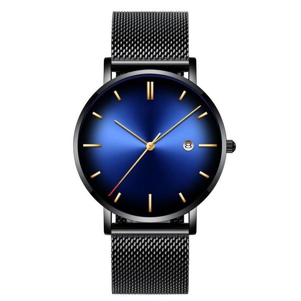 

wristwatches colorful reloj de pulsera men's casual watches fashion gradient calendar business mesh strap big dial male dress wristwatc, Slivery;brown