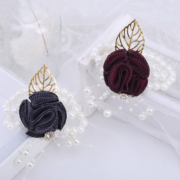 

promotional bride and bridesmaid wrist corsage knitting rose handmade sister group party wedding supplies xh048 decorative flowers & wreaths