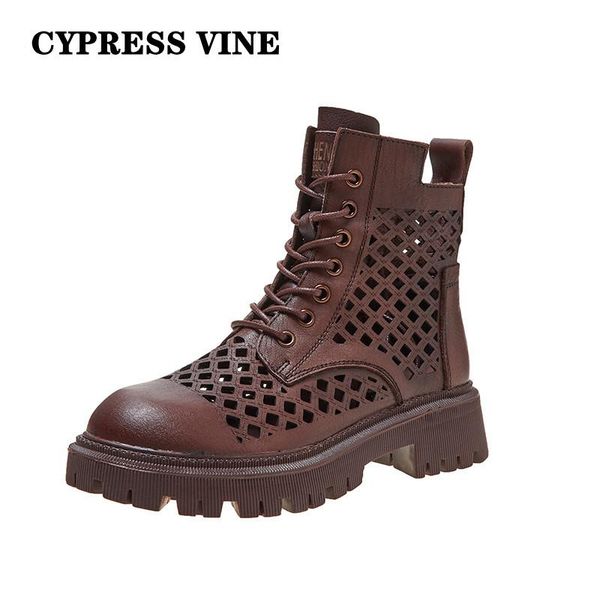 

boots cypress vine women boot genuine cow leather for summer round toe rubber outsole breathable soft by handmade size 35-41, Black