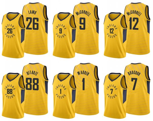 

indiana pacers men malcolm brogdon t.j. mcconnell goga bitadze jeremy lamb tyreke evans t.j. warren jersey, Black