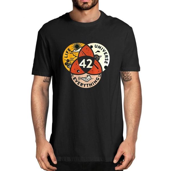 

100% cotton 42 the answer to life universe and everything adams men t-shirt fashion women soft tee men's t-shirts, White;black