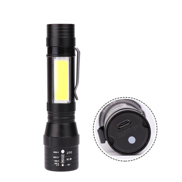 

rechargeable built-in battery led super bright 4 modes cob+t6 portable outdoor travel #3j24 flashlights torches