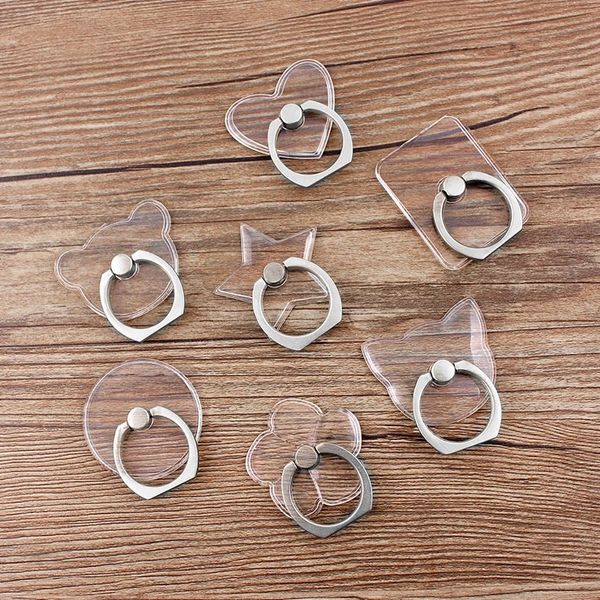 

clear crystal finger ring holder cell phones transparent stand for iphone xiaomi samsung smart phone 360 degree rotation car mount bracket u