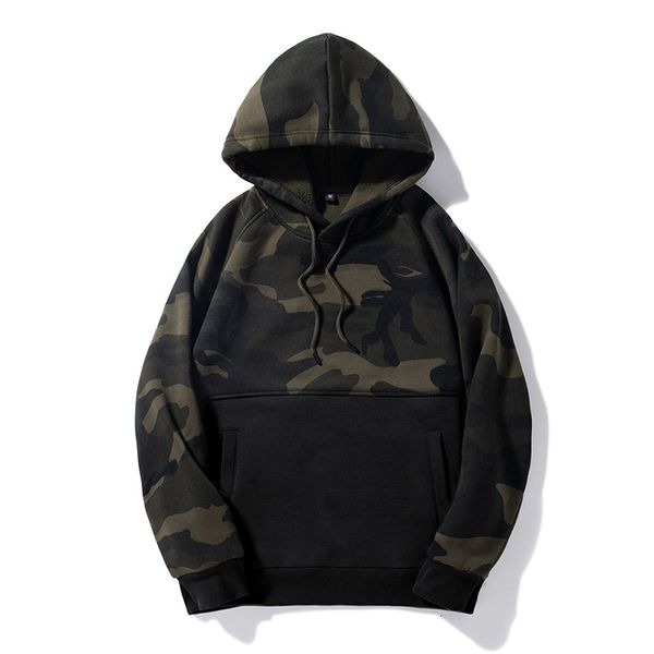 

men's hoodies & sweatshirts winter pullover camouflage autumn patchwork men fleece casual tracksuit pwrf, Black