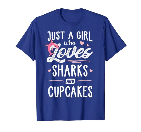 

just a girl who loves sharks and cupcakes gift women t-shirt, White;black