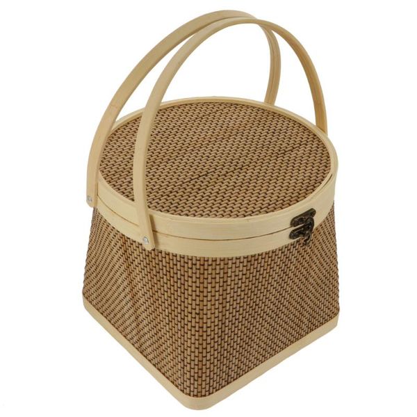 

pc bamboo gift basket multipurpose picnic storage with lid ) baskets