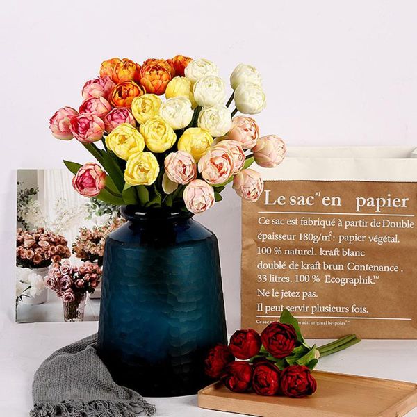

decorative flowers & wreaths 6pcs beauty real touch latex tulips artificial flower bouquet fake wedding bridal decoration for