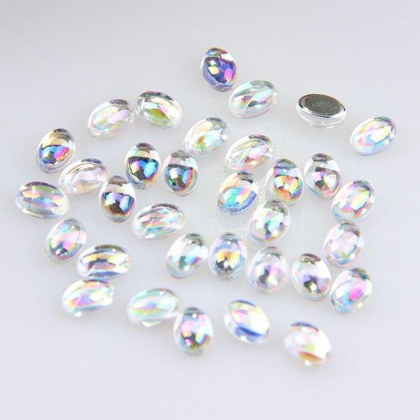 

4x6mm clear ab nail rhinestone about 50pcs acrylic oval smooth art decoration1, Silver;gold
