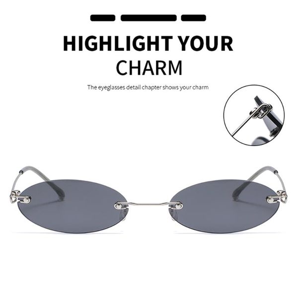 

sunglasses longkeeper oval rimless women brand tiny retro purple black sun glasses men small eyewear oculos feminino, White;black