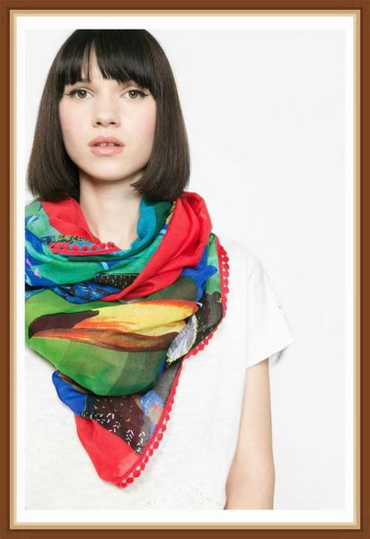 

scarves spanish brand women's color ethnic style long printed flower design scarf shawl sunshade warm silk neck, Blue;gray