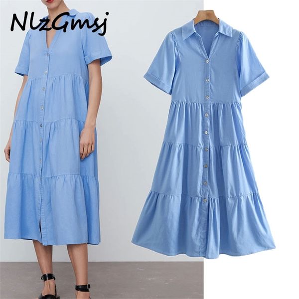 

dres shirt es vintage short sleeve loose summer woman chic front button midi 04 210628, Black;gray