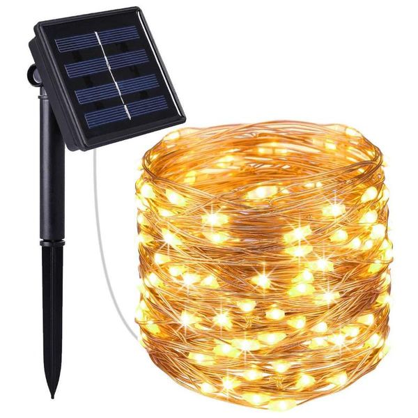 

strings 22m 200 light solar led string outdoor copper wire lamp for holiday christmas party waterproof fairy lights garden garland