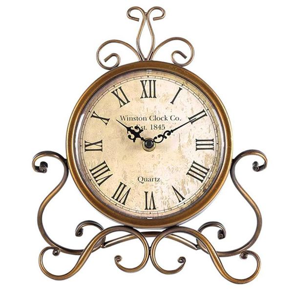 

desk & table clocks vintage european style iron clock deskmute metal decoration ornaments exquisite workmanship home decor wwo66