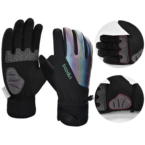 

boodun long finger cycling gloves waterproof contact screen for outdoor windproof warm, Black