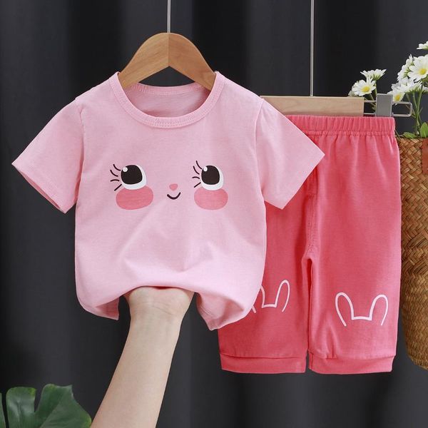 

fashion cartoon baby girl clothes set cotton short sleeve +casual pants 2pcs for 0-4year girls toddler outfits clothing sets, White