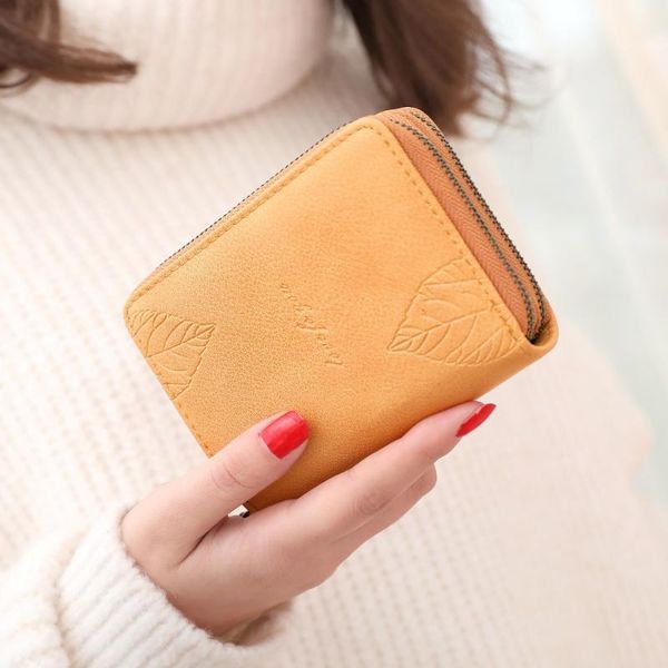 

wallets simple women's wallet double zipper key multi-function folding organ leaves short, Red;black