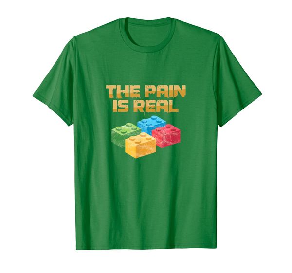 

funny building blocks bricks builder pain is real t-shirt, White;black