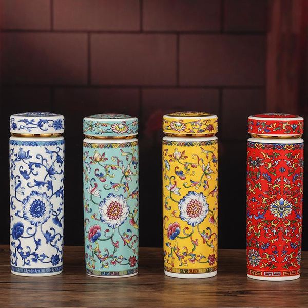 

water bottles jingdezhen enamel porcelain vacuum flasks cup office ceramic thermoses bottle drinkware straight cups