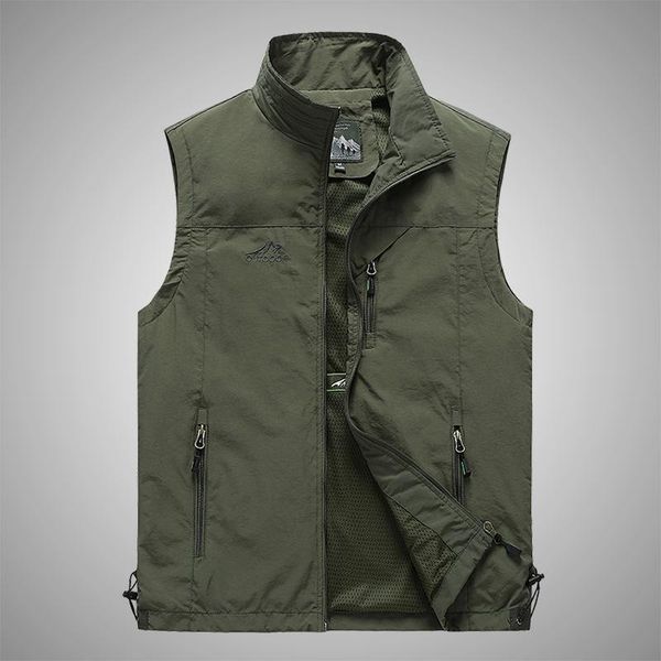 

men's vests tactical sleeveless vest men summer casual breathable waistcoat multi-pockets jacket size m-7xl fishing pography travel, Black;white