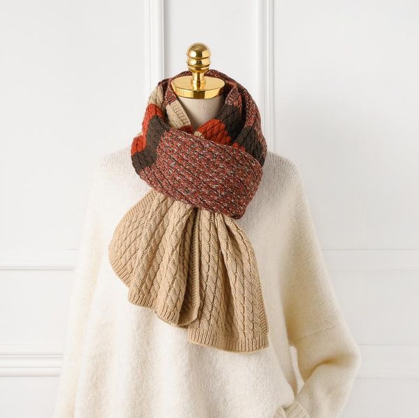 

scarves 2021 winter knitted scarf for women and men fashion plaid lovers warm wool blanket scarfs female neckerchief, Blue;gray