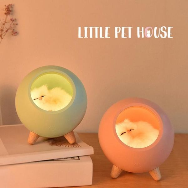 

party decoration cats pet house led night light stepless dimmable usb rechargeable bedside lamp for children kids living room bedroom lighti