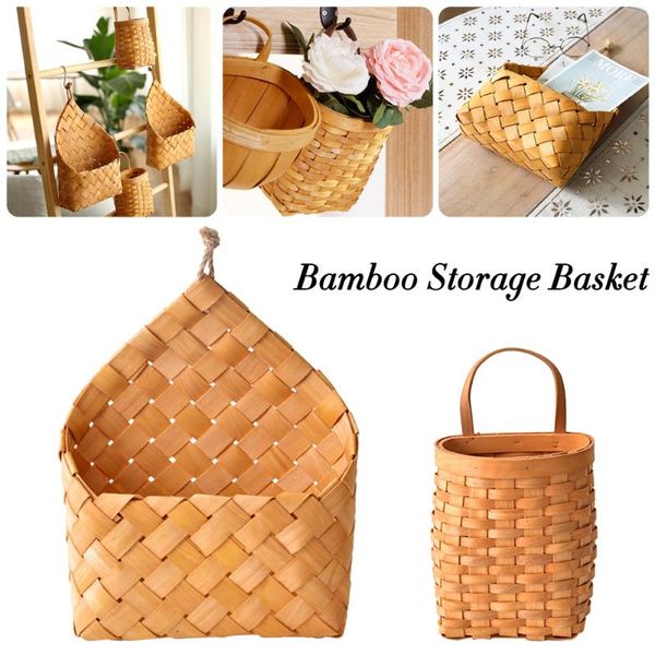 

bamboo woven storage baskets garden rattan planter potted basket organizer home laundry with handle