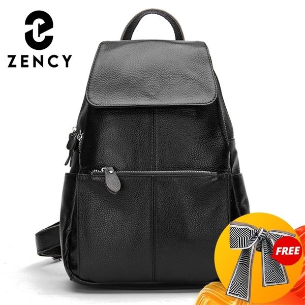 

zency fashion soft genuine leather large women backpack a+ ladies daily casual travel bag knapsack schoolbag book 211025