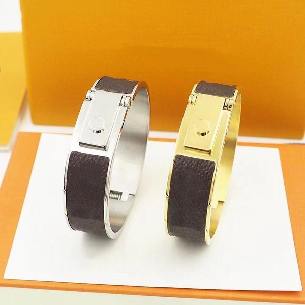 

fashion bracelet designer bangle men women rose silver gold stainless steel jewellery charm lovers leather printing letter custom bracelets, Black