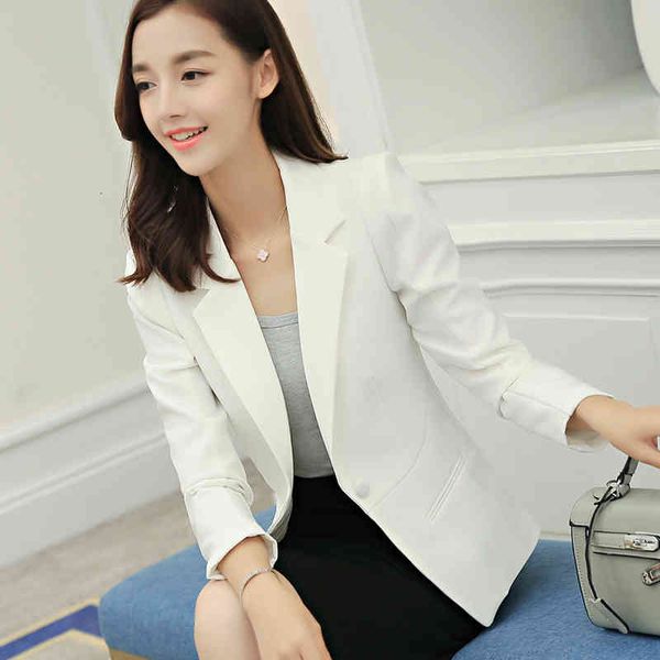 

women's suits & blazers ladies long sleeve blaser women suit jacket female feminine femme pink blue white black autumn 8s84