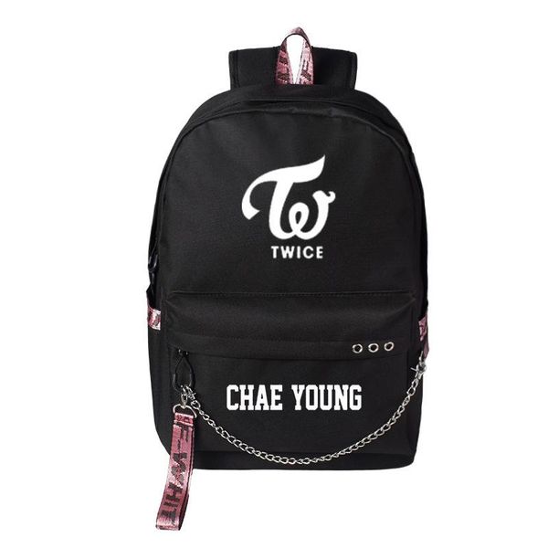 

backpack kpop groups twice school bag old style travel student supplies pure black bags leave a usb outlet