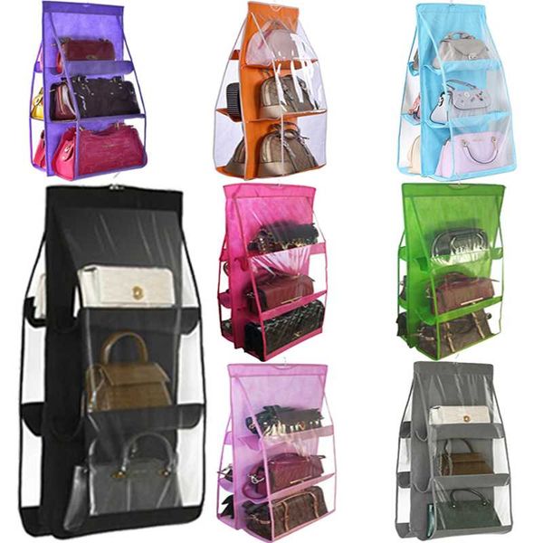 

storage boxes & bins wall foldable hanging bag handbag organizer for wardrobe closet transparent home bedroom door sundry