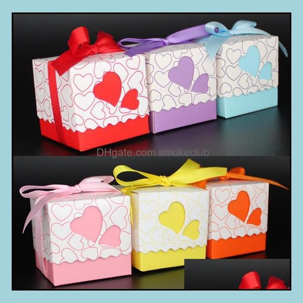 Altre forniture per feste per eventi Festive Home Garden Baby Shower Bomboniere Love Heart Shape Christmas Candy Boxes Laser Cut Gift Chocolate Box For