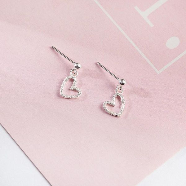 

stud 925 sterling silver frosted love peach heart earrings female lovely simplicity eardrop exceed maiden ear studs z9239, Golden;silver