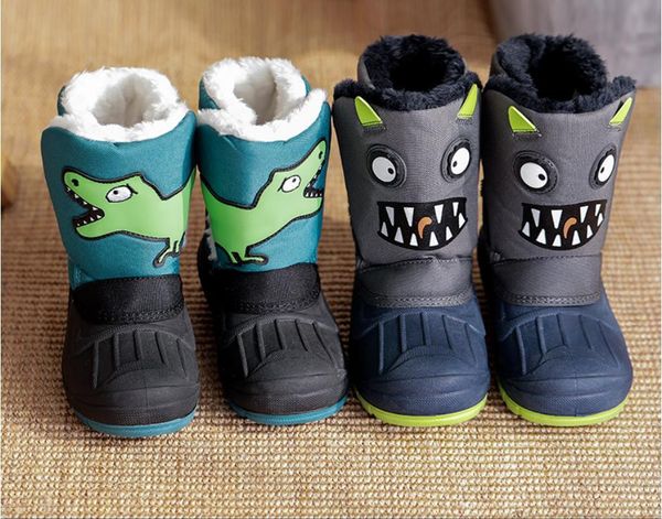 

boots fashion 1pair winter warm waterproof snow leather children' boy, Black;grey