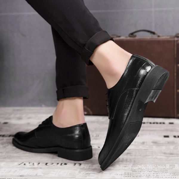 

sneakers formal thick leather hombre size large shoes high fashion designer sole de real working genuine stylish dress cuero, Black