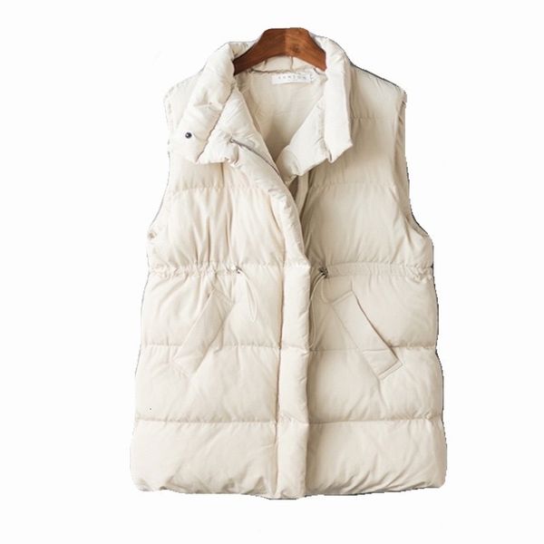 

zhang beibei's same 2021 loose white duck down women's short drawstring vt, Black;white